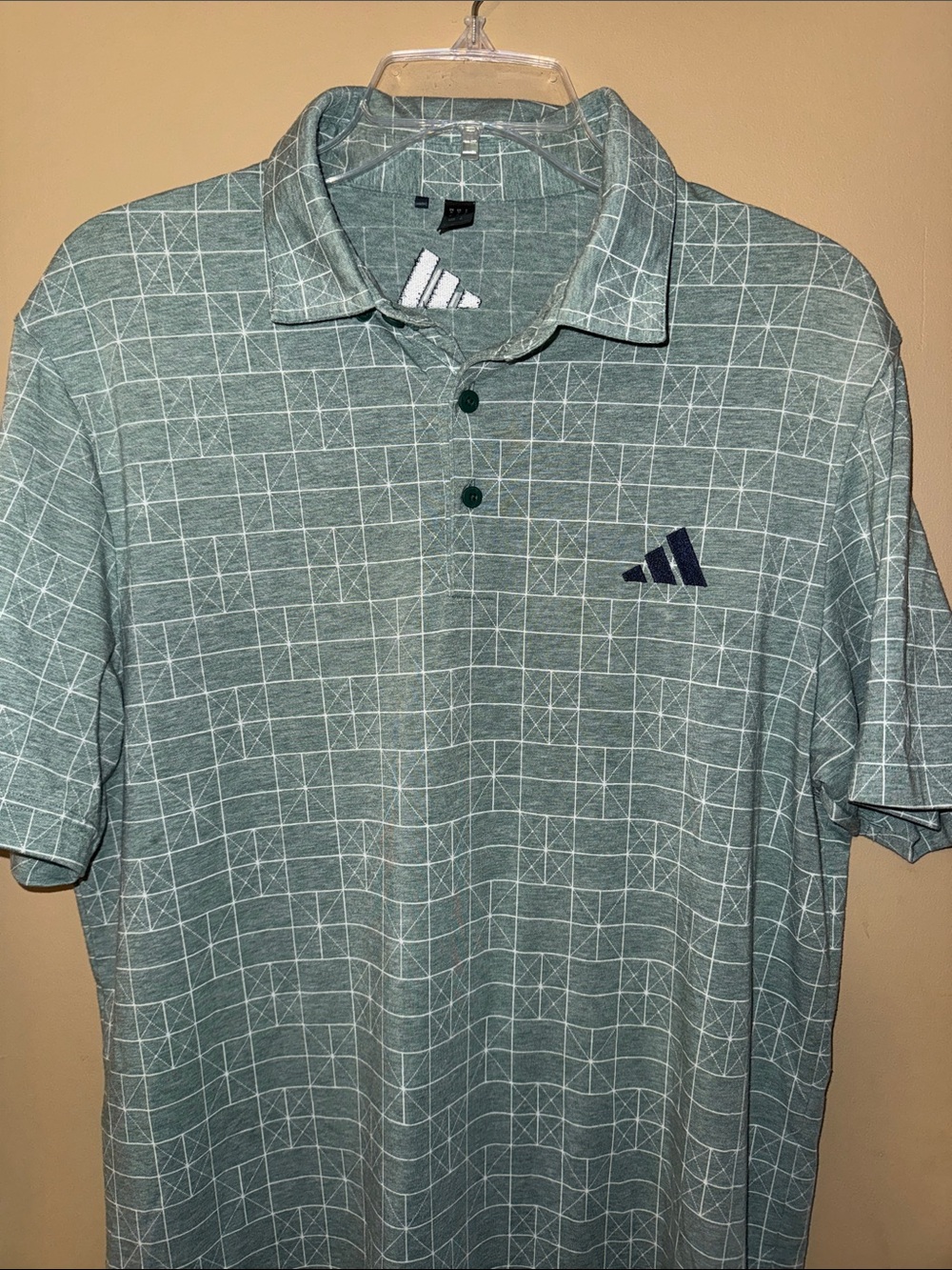 Adidas ⛳️ Go-to Novelty Golf Polo Shirt green geometric men’s Medium M